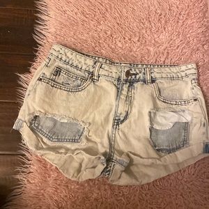 High rise denim shorts